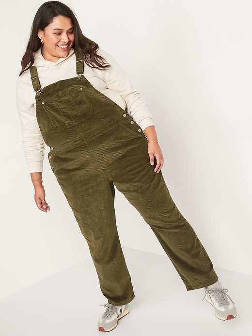 Image number 7 showing, Slouchy Straight Button-Fly Corduroy Workwear Overalls for Women