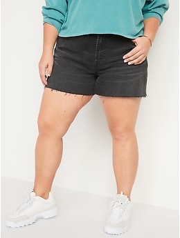 Mid-Rise Boyfriend Cut-Off Jean Shorts for Women -- 3-inch inseam