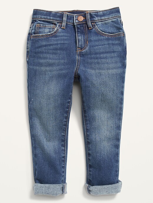Old Navy Unisex Built-In Warm Slouchy Straight Jeans for Toddler. 1