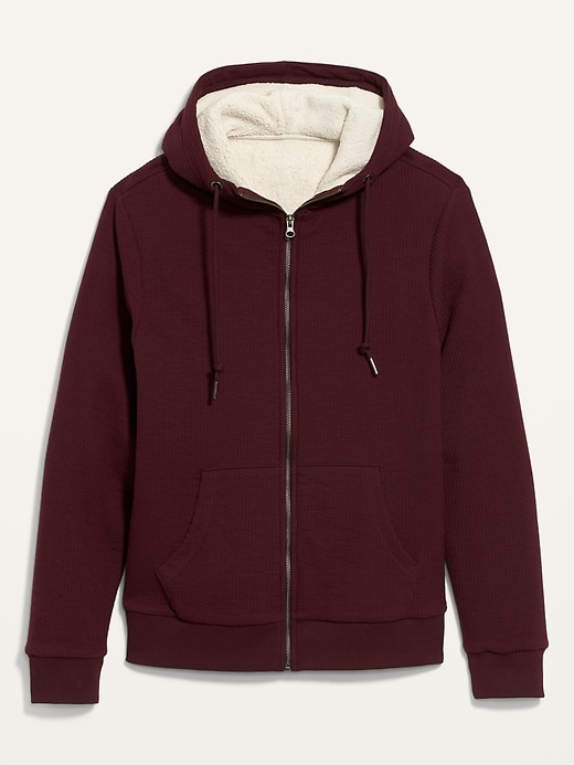 Image number 4 showing, Cozy Sherpa-Lined Rib-Knit Zip Hoodie