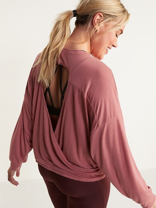 Image number 1 showing, Ultra-Lite Long-Sleeve Cutout Wrap-Back Top for Women
