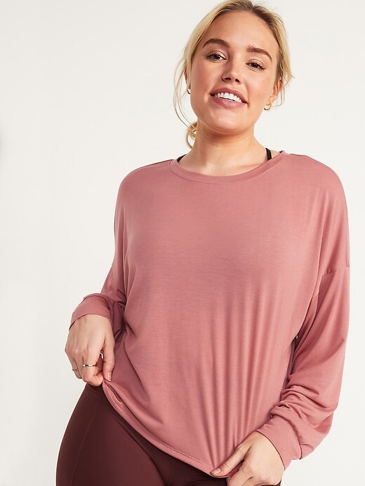 Image number 2 showing, Ultra-Lite Long-Sleeve Cutout Wrap-Back Top for Women