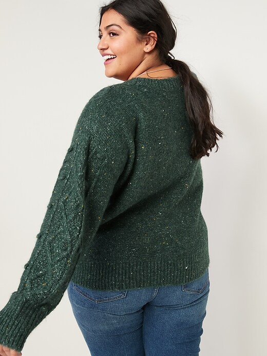 Image number 8 showing, Speckled Cable-Knit Popcorn Sweater for Women