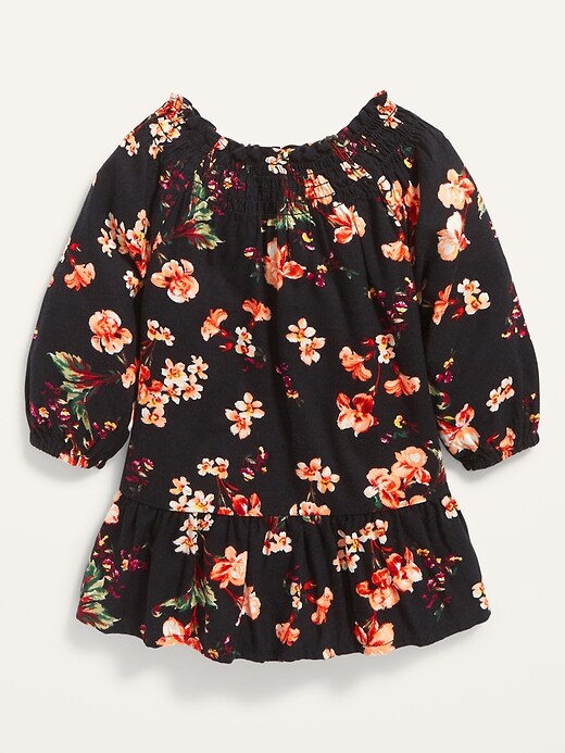 Smocked Floral-Print Dress for Baby