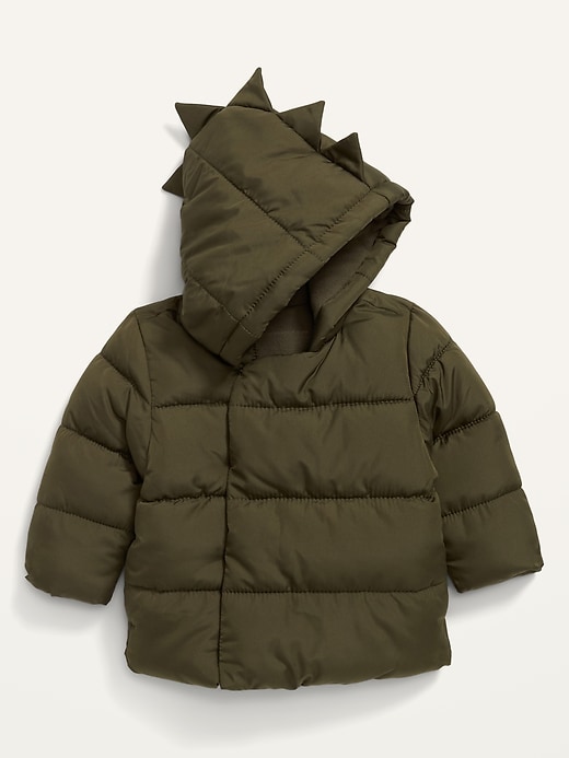 View large product image 1 of 3. Frost-Free Dinosaur Critter-Hood Puffer Jacket for Baby