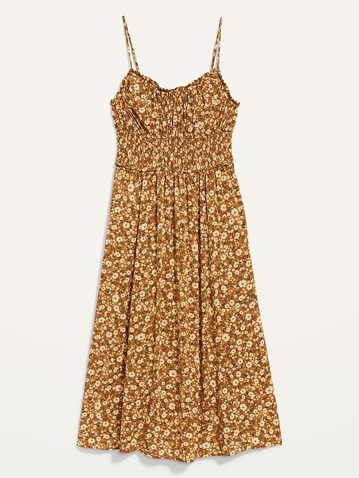 Sleeveless Fit & Flare Smocked Floral-Print Midi Cami Dress | Old Navy