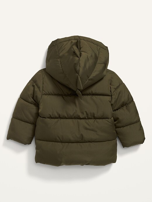 View large product image 2 of 3. Frost-Free Dinosaur Critter-Hood Puffer Jacket for Baby