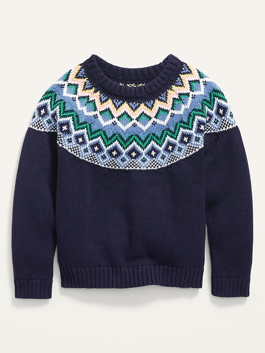 Old Navy Unisex Cozy Fair Isle Crew-Neck Sweater for Toddler. 1