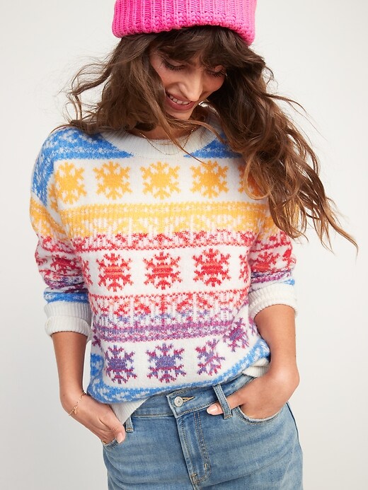Image number 5 showing, Fair Isle Crew-Neck Sweater for Women