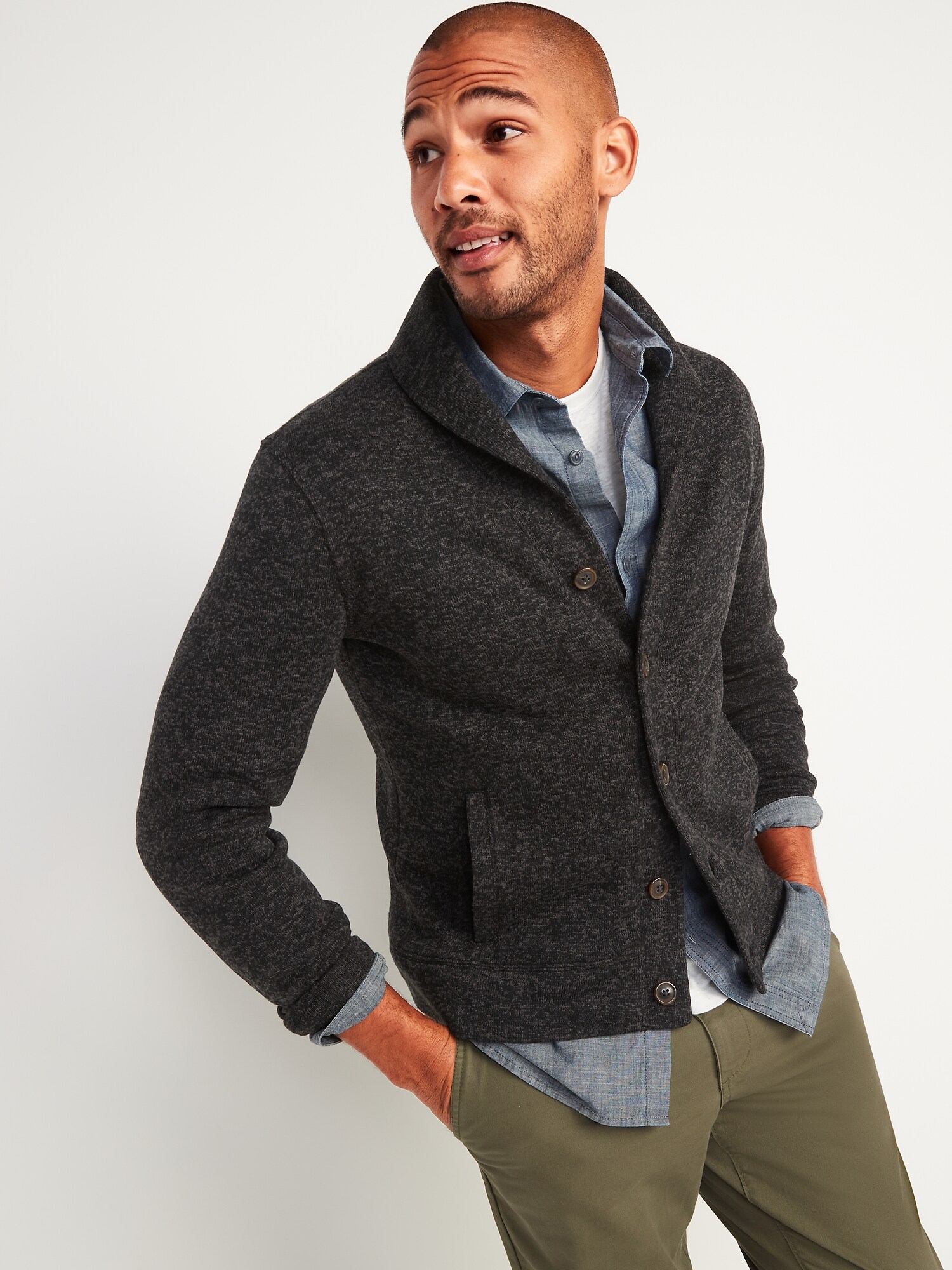 Button shop fleece cardigan