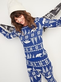 Old Navy Printed Thermal-Knit Long-Sleeve Pajama Top for Women