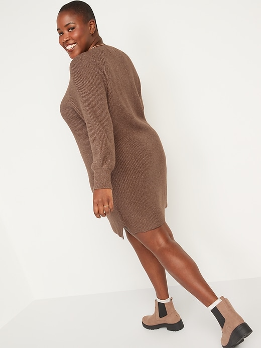 Image number 8 showing, Long-Sleeve Rib-Knit Mini Sweater Dress for Women