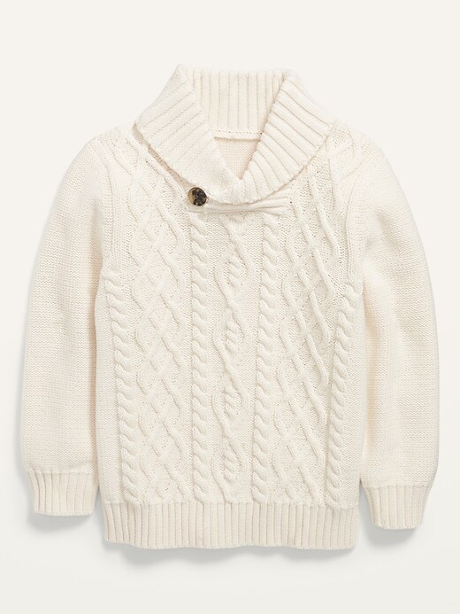 View large product image 1 of 1. Shawl-Collar Cable-Knit Sweater for Toddler Boys
