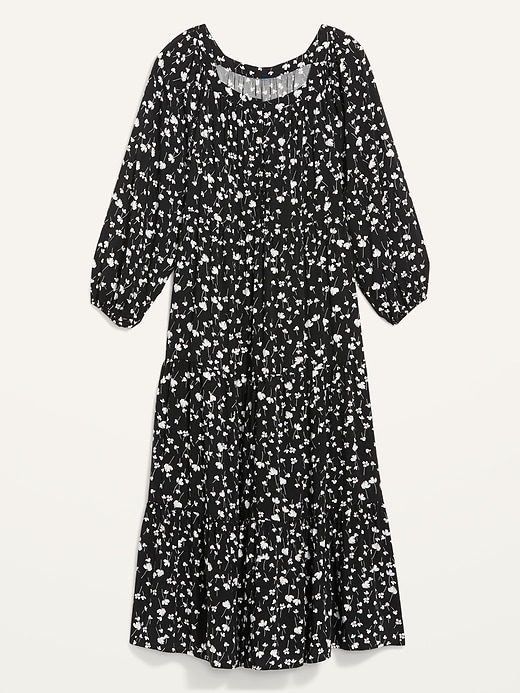 Image number 4 showing, Long-Sleeve Floral-Print Tiered Midi Swing Dress for Women