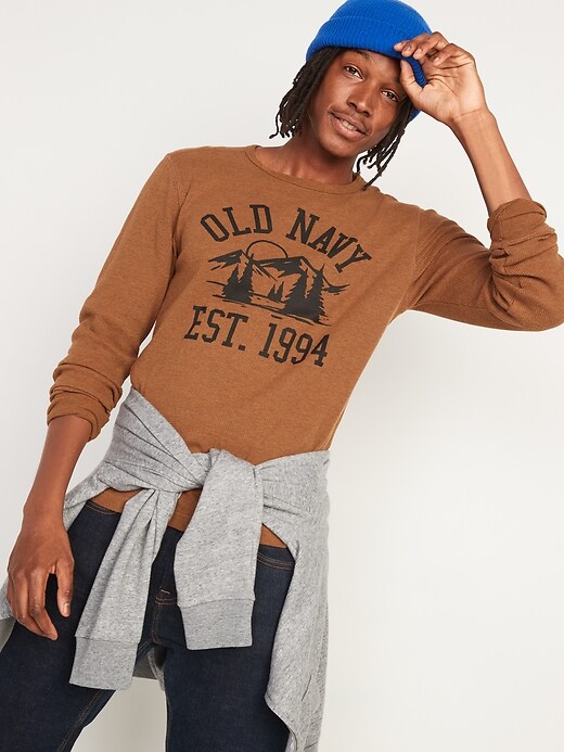 Logo-Graphic Thermal-Knit Long-Sleeve T-Shirt | Old Navy