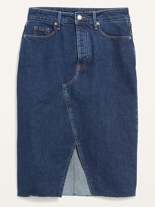 Image number 4 showing, Higher High-Waisted Button-Fly Jean Pencil Skirt