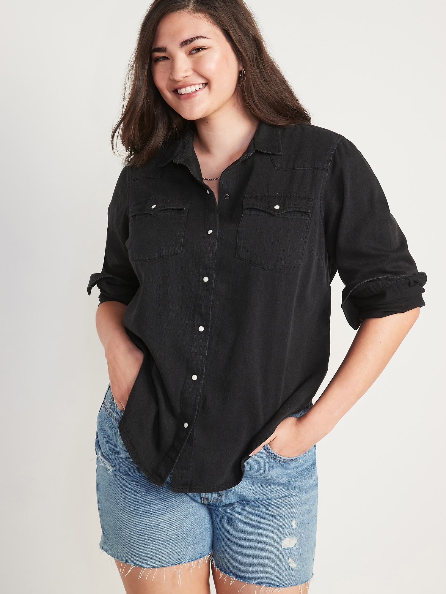 Old navy best sale women's denim shirts