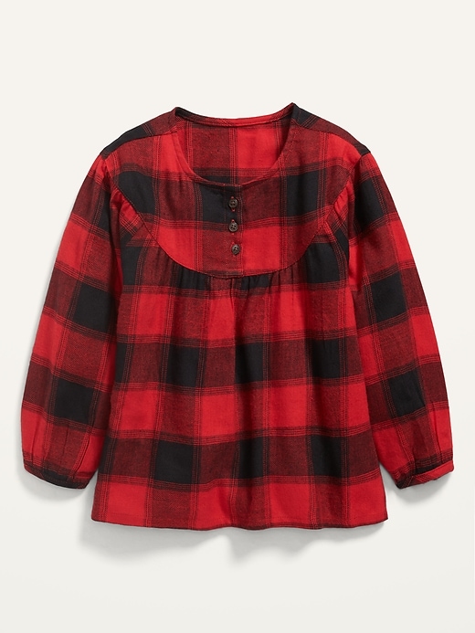 View large product image 1 of 2. Plaid Flannel Babydoll Tunic Top for Toddler Girls