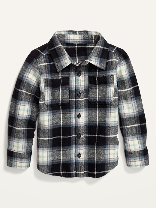 Plaid Flannel Double-Pocket Shirt for Toddler Boys