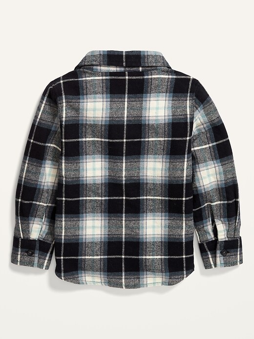 Plaid Flannel Double-Pocket Shirt for Toddler Boys