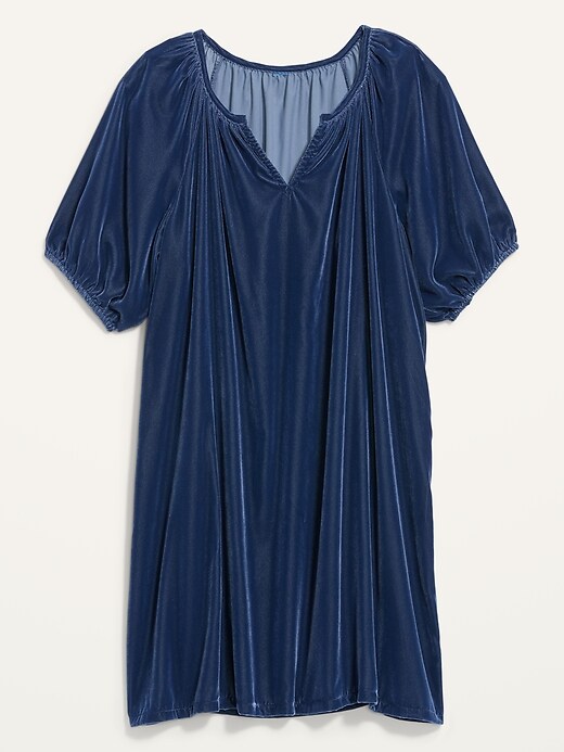 Image number 4 showing, Puff-Sleeve Velvet Mini Shift Dress for Women