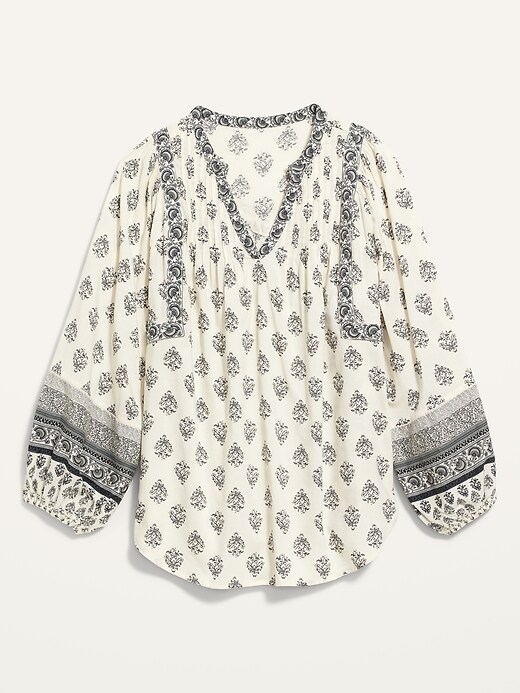 Image number 4 showing, Long-Sleeve Printed Poet Swing Blouse for Women
