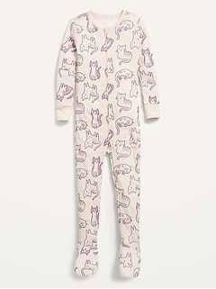 Unisex 2-Way-Zip Printed Footie One-Piece Pajamas for Toddler & Baby