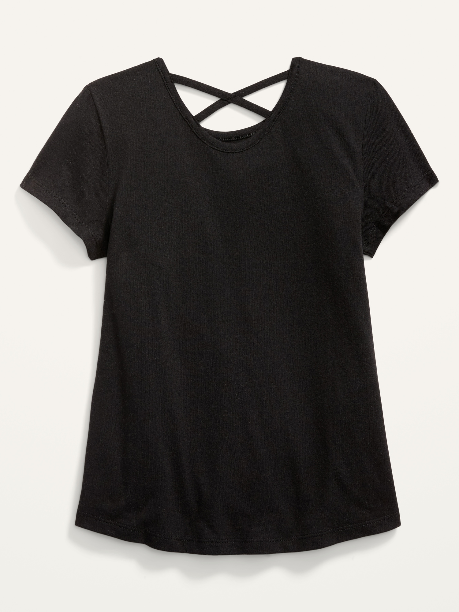 Short-Sleeve Softest Lattice-Back T-Shirt for Girls | Old Navy