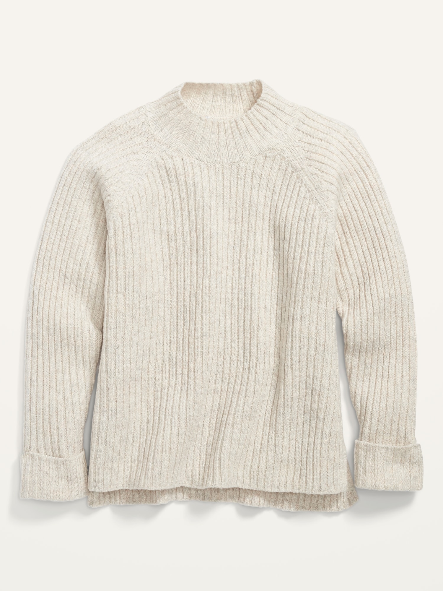 Old Navy Long-Sleeve Mock-Neck Sweater for Girls beige. 1