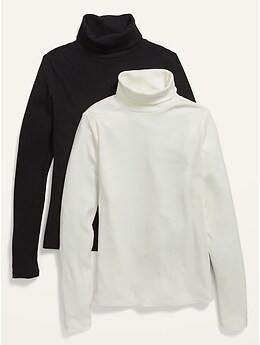 Rib-Knit Long-Sleeve Turtleneck Top 2-Pack for Women
