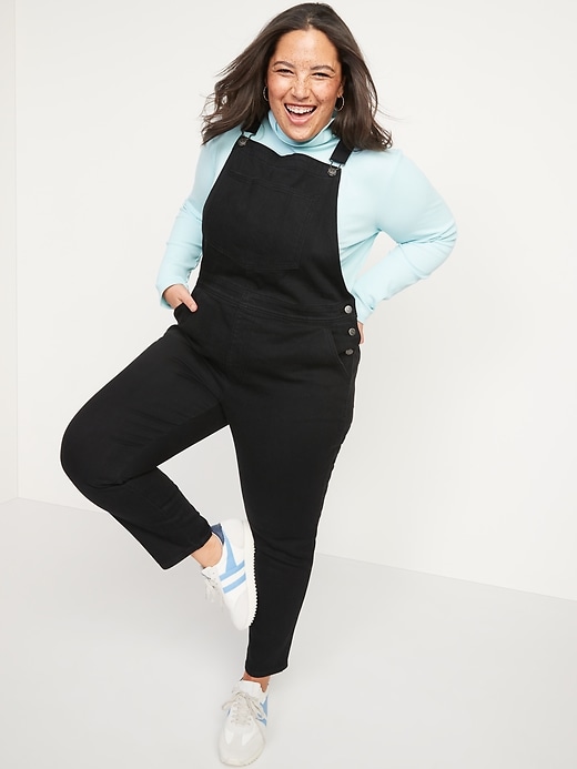 Image number 7 showing, O.G. Straight Black-Wash Jean Overalls for Women