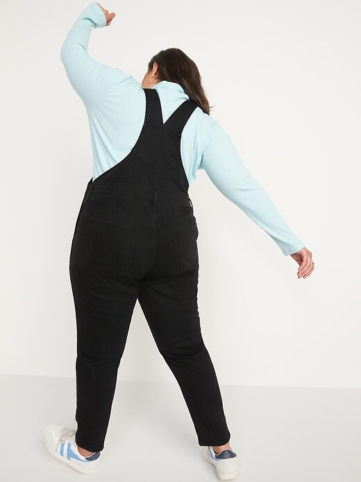Image number 8 showing, O.G. Straight Black-Wash Jean Overalls for Women