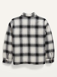 View large product image 3 of 3. Gender-Neutral Cozy Plaid Flannel Sherpa-Lined Shacket for Kids