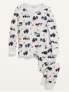 Unisex Construction-Print Pajama Set for Toddler & Baby