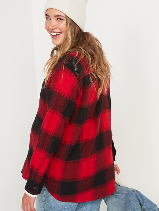 Image number 2 showing, Maternity Oversized Plaid Flannel Boyfriend Shirt