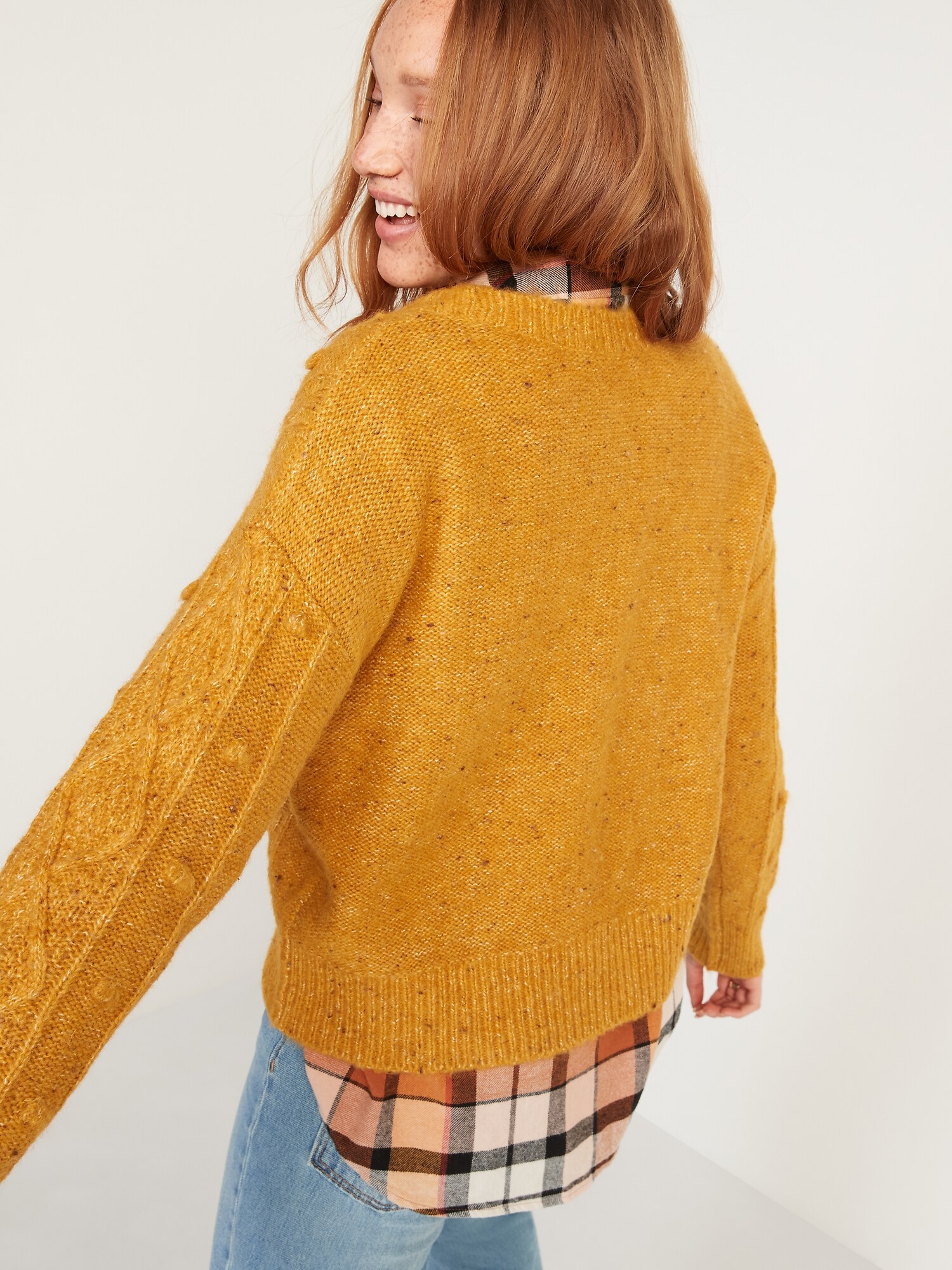 yellow popcorn sweater