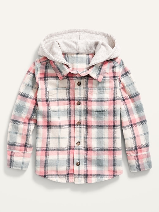 View large product image 1 of 2. Unisex 2-in-1 Hooded Flannel Shirt for Toddler