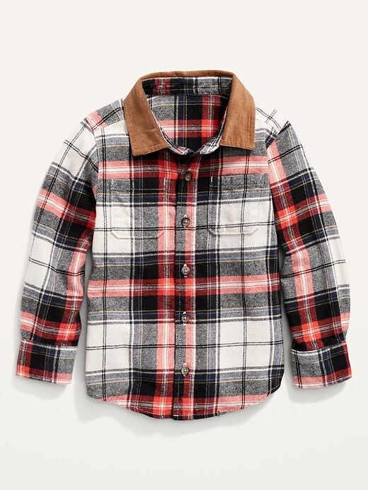 Unisex Plaid Flannel Corduroy Collar Shirt for Toddler | Old Navy