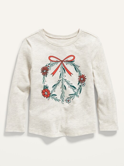 Old Navy Holiday Graphic Long-Sleeve T-Shirt for Toddler Girls. 1