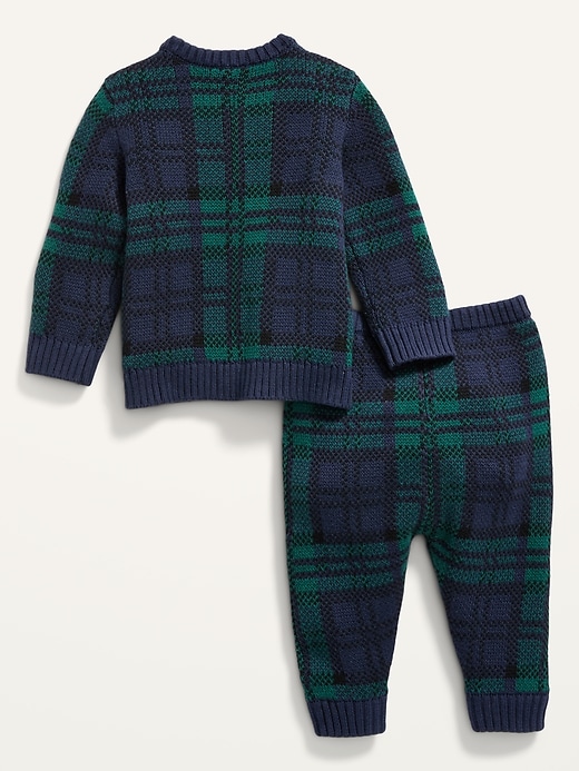 View large product image 2 of 2. Unisex Plaid Sweater & Knit Pants Set for Baby