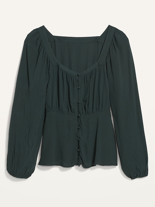 Square-Neck Button-Front Long-Sleeve Blouse for Women | Old Navy