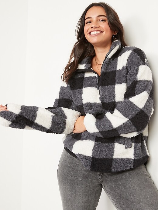 Cozy Sherpa Quarter Zip Pullover Sweater