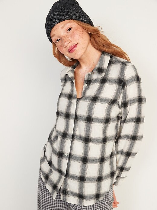 Image number 5 showing, Classic Plaid Flannel Shirt for Women