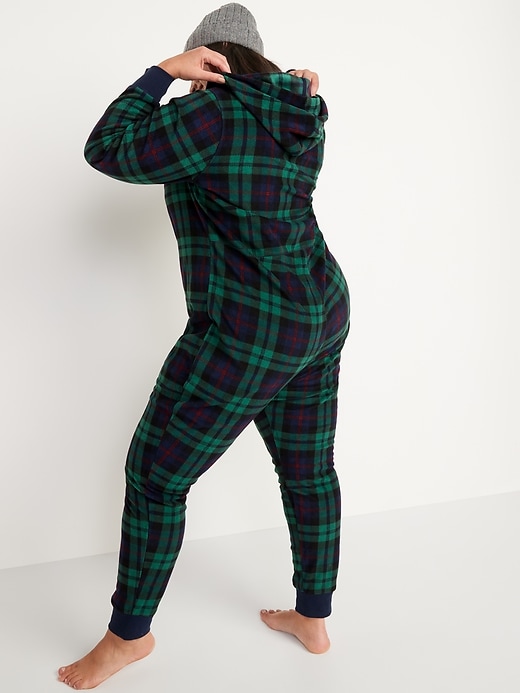 Image number 8 showing, Matching Printed Microfleece Hooded One-Piece Pajamas