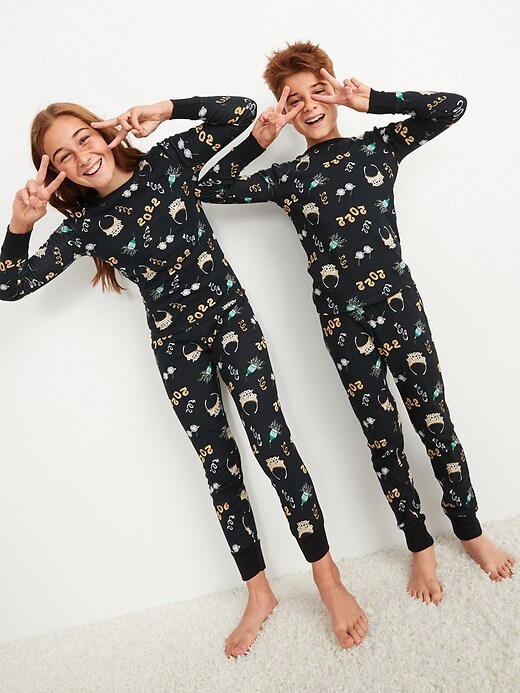 Matching Holiday Graphic GenderNeutral SnugFit Pajama Set for Kids