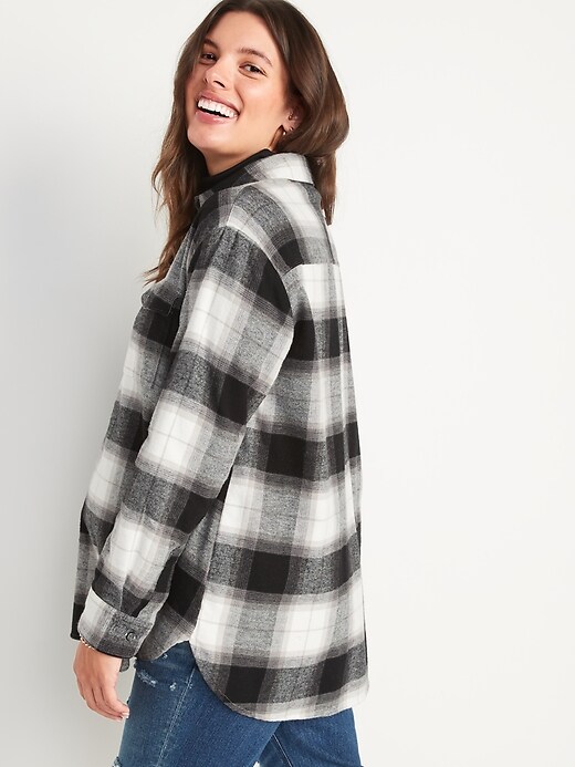 Image number 2 showing, Maternity Oversized Plaid Flannel Boyfriend Shirt