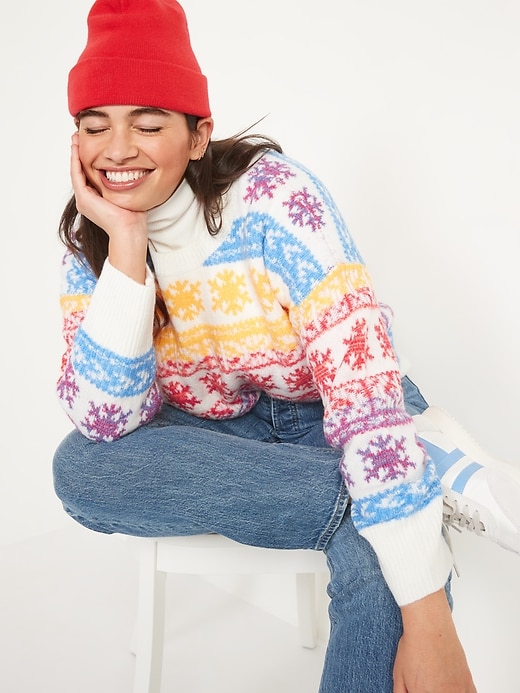 Image number 1 showing, Fair Isle Crew-Neck Sweater for Women