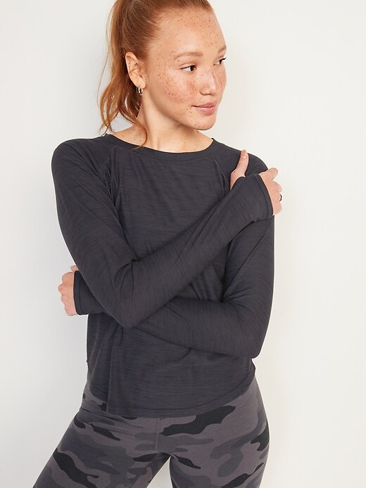 Image number 3 showing, Long-Sleeve Breathe ON Slub-Knit T-Shirt for Women