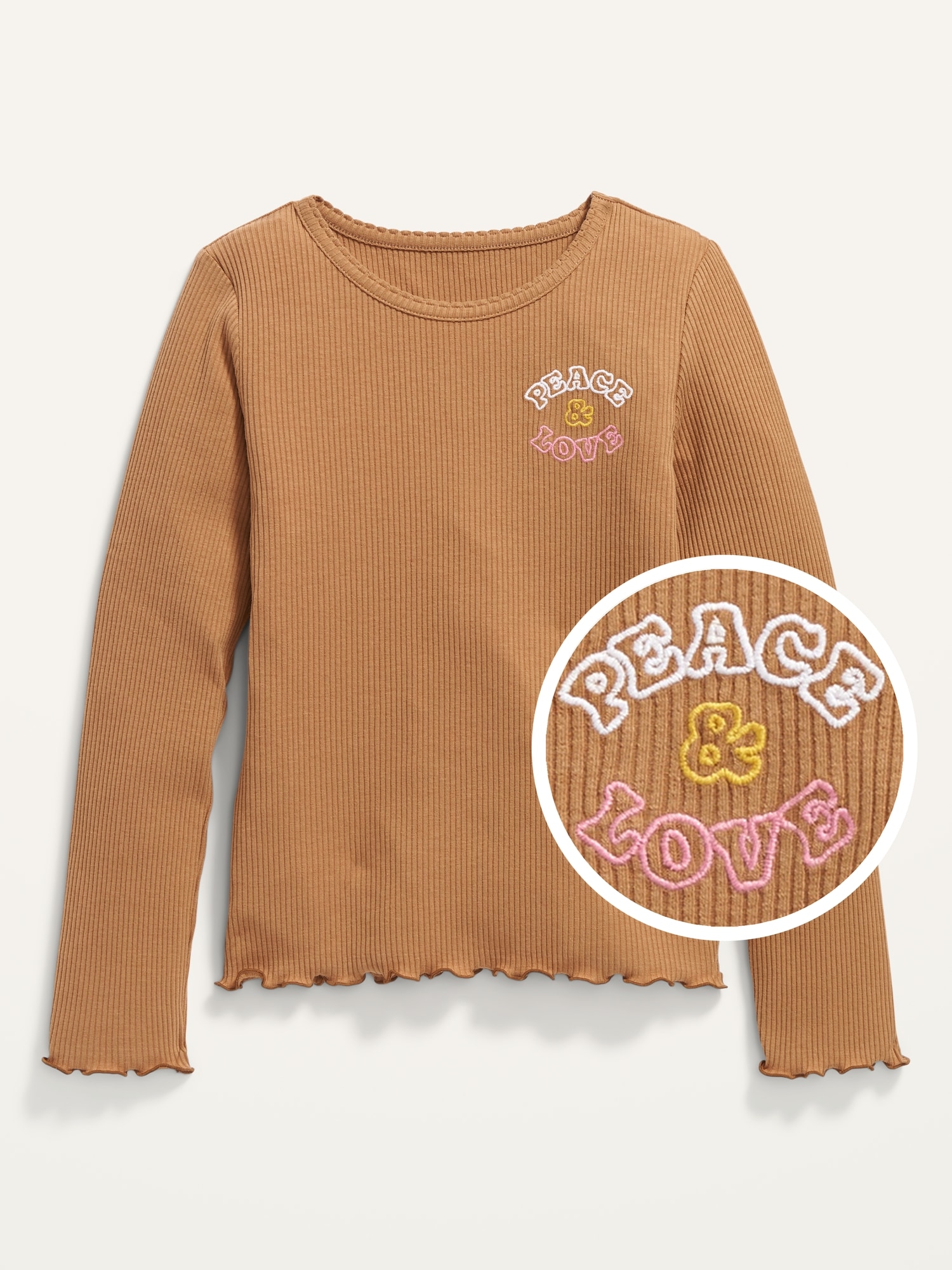 Graphic Rib-Knit Lettuce-Edge T-Shirt 
