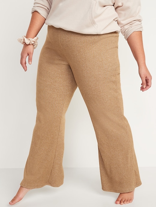 Image number 7 showing, High-Waisted Cozy Rib-Knit Flared Lounge Pants